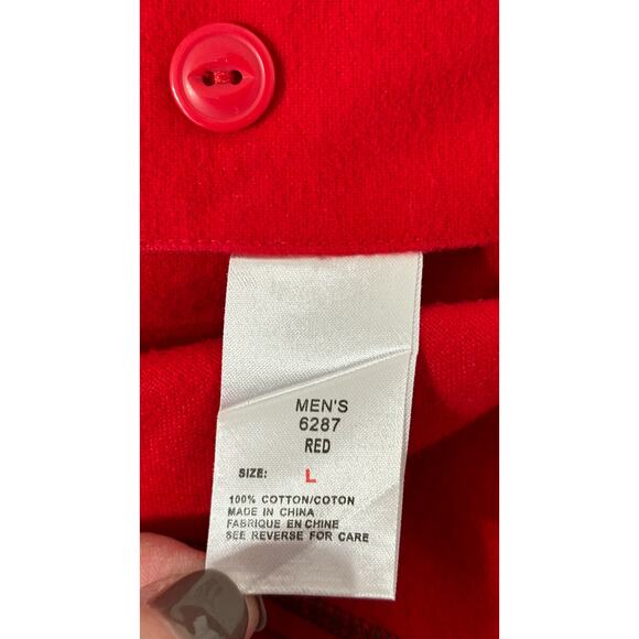 Woolrich Button Shirt Jacket Shacket Mens SIze Large Red Long Sleeve Cotton 6287 - Picture 8 of 8